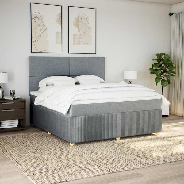 Box spring postel s matrací světle šedá 180 x 200 cm textil 3292128
