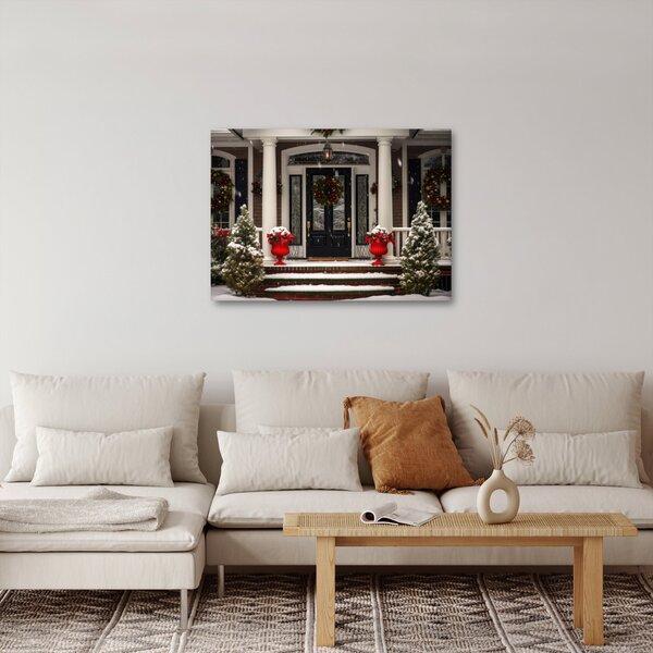 Obraz - Vánočně nazdobený dům (70x50 cm)