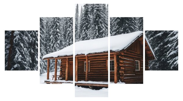 Obraz - Zasněžená chata (125x70 cm)