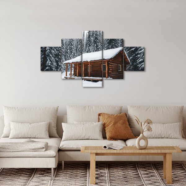 Obraz - Zasněžená chata (125x70 cm)