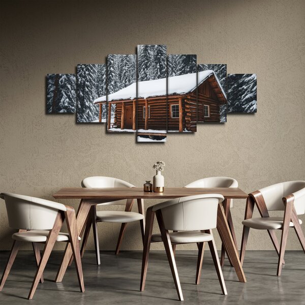 Obraz - Zasněžená chata (210x100 cm)