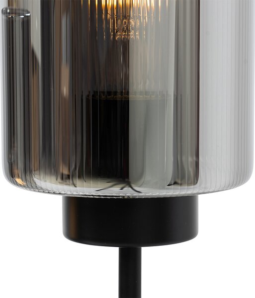 Chytrá stolní lampa černá s kouřovým sklem 2-světla vč. 2 Wifi ST64 - Laura