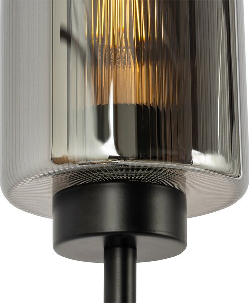 Chytrá stojací lampa černá s kouřovým sklem, 2 světla včetně 2 Wifi ST64 - Laura