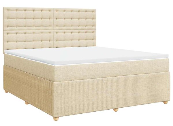 Box spring postel s matrací krémová 180x200 cm textil 3294454