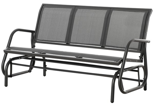 Outsunny Houpací lavice pro 3 osoby z kovu s prodyšnou síťovinou, 147x70x85cm, Šedá | Aosom