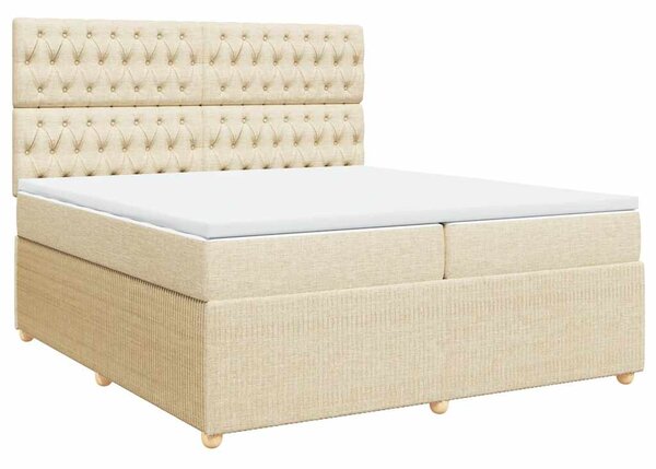Box spring postel s matrací krémová 200x200 cm textil 3292175