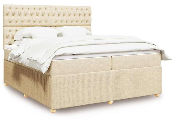 Box spring postel s matrací krémová 200x200 cm textil 3292175