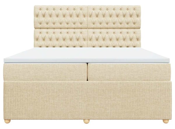 Box spring postel s matrací krémová 200x200 cm textil 3292175
