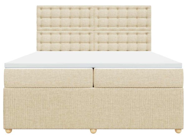 Box spring postel s matrací krémová 200x200 cm textil 3292182