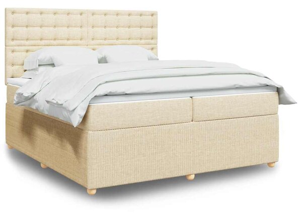 Box spring postel s matrací krémová 200x200 cm textil 3292182