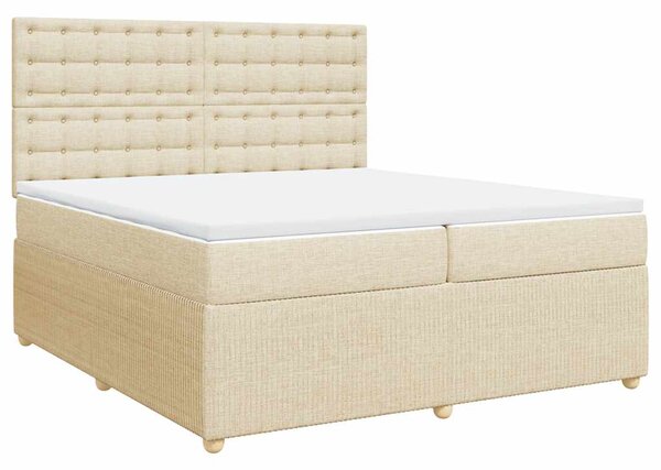 Box spring postel s matrací krémová 200x200 cm textil 3292182