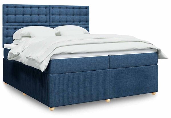 Box spring postel s matrací modrá 200x200 cm textil 3292183