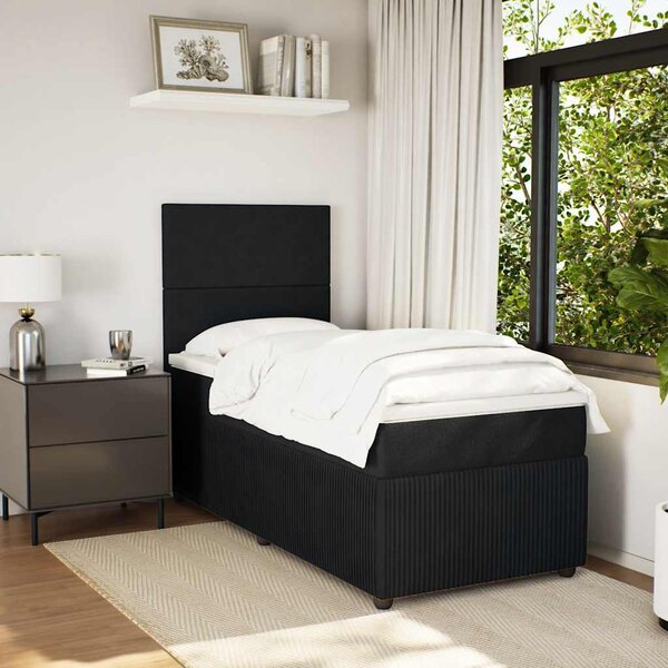 Box spring postel s matrací černá 80 x 200 cm samet 3292186