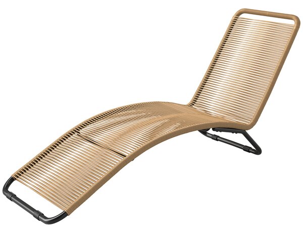 Outsunny S-shaped Ratanový PE a Ocelový Lehátko, Prodyšné Lehátka do Zahrady, Proti UV, na Pláž, K Bazénu a do Zahrady, 176x58x82 cm, Černé a Dřevěné