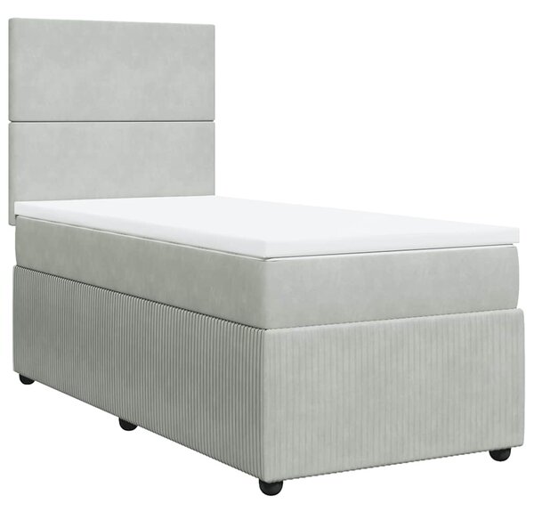 Box spring postel s matrací světle šedá 90x190 cm samet 3294508
