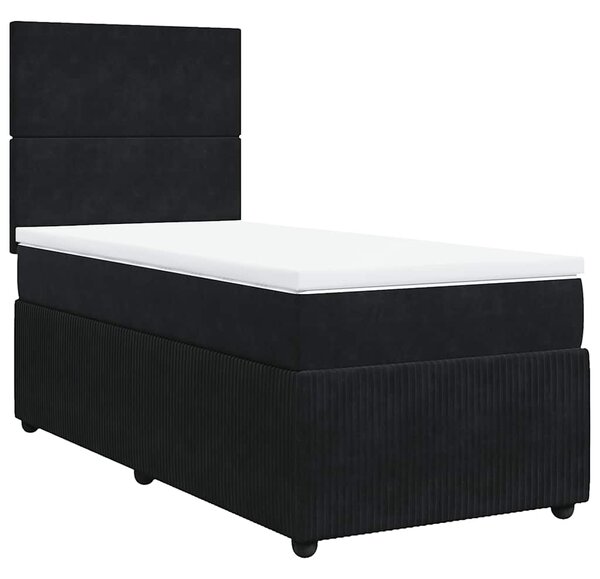 Box spring postel s matrací černá 80 x 200 cm samet 3292186