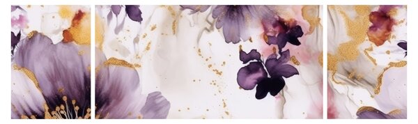 Obraz - Akvarelové květy (170x50 cm)