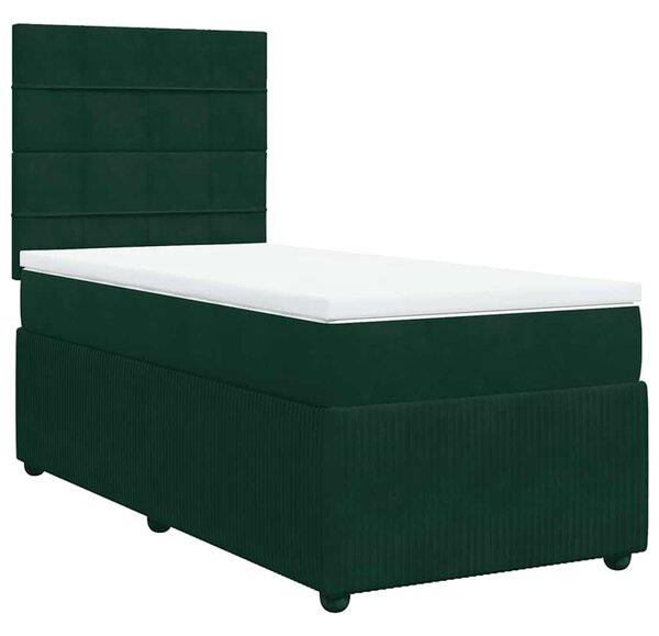 Box spring postel s matrací tmavě zelená 80 x 200 cm samet 3294493