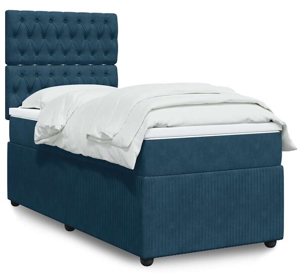 Box spring postel s matrací tmavě modrá 80 x 200 cm samet 3292200