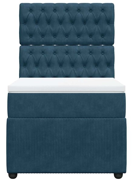 Box spring postel s matrací tmavě modrá 80 x 200 cm samet 3292200