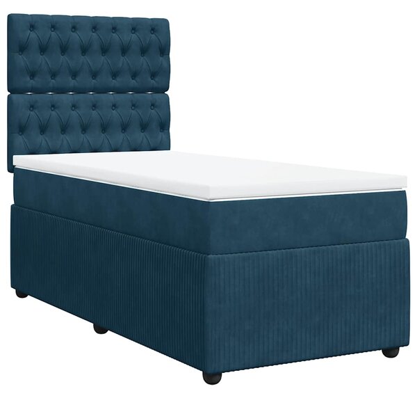 Box spring postel s matrací tmavě modrá 80 x 200 cm samet 3292200