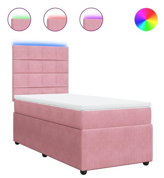 Box spring postel s matrací růžová 80 x 200 cm samet 3292195