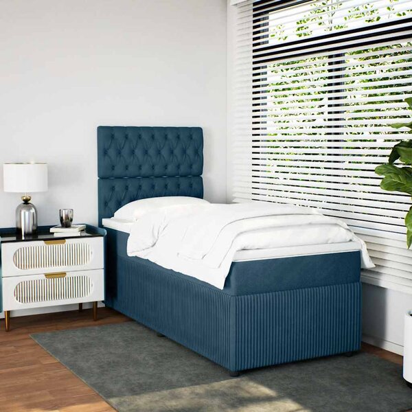 Box spring postel s matrací tmavě modrá 80 x 200 cm samet 3292200