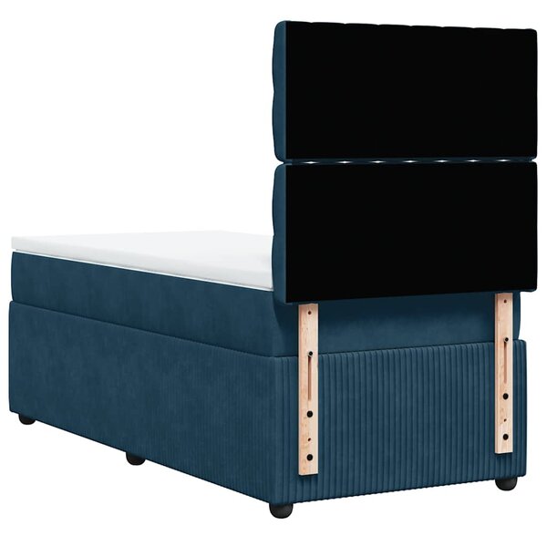 Box spring postel s matrací tmavě modrá 80 x 200 cm samet 3292200