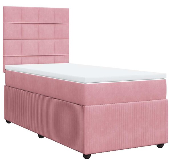 Box spring postel s matrací růžová 80 x 200 cm samet 3292195