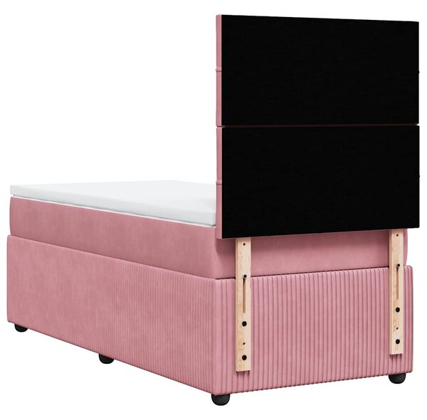 Box spring postel s matrací růžová 80 x 200 cm samet 3292195