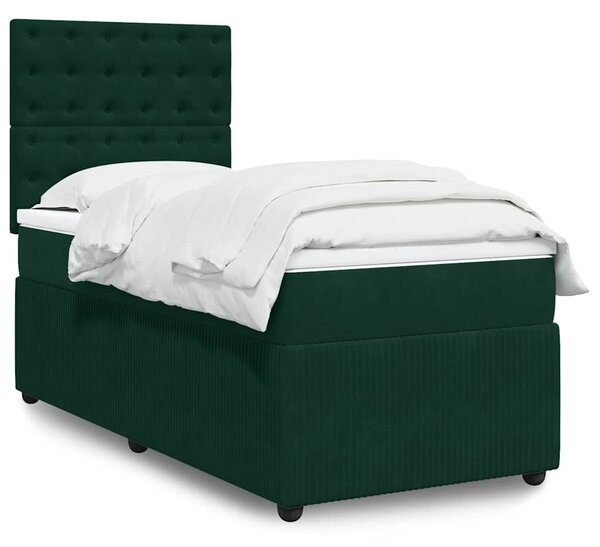 Box spring postel s matrací tmavě zelená 90x190 cm samet 3292229