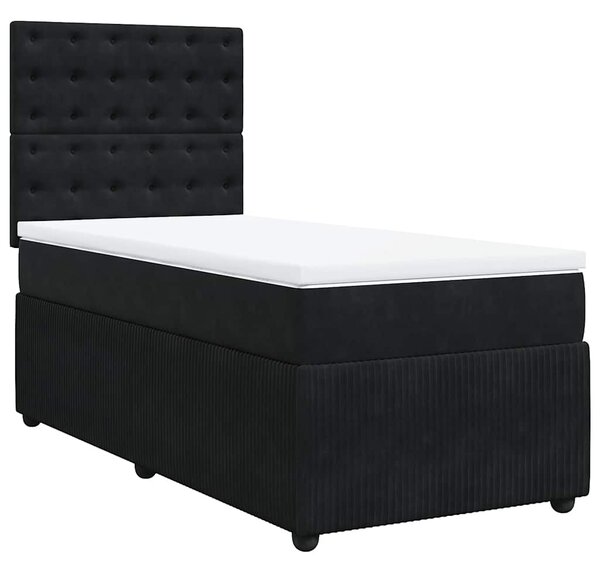Box spring postel s matrací černá 80 x 200 cm samet 3292204