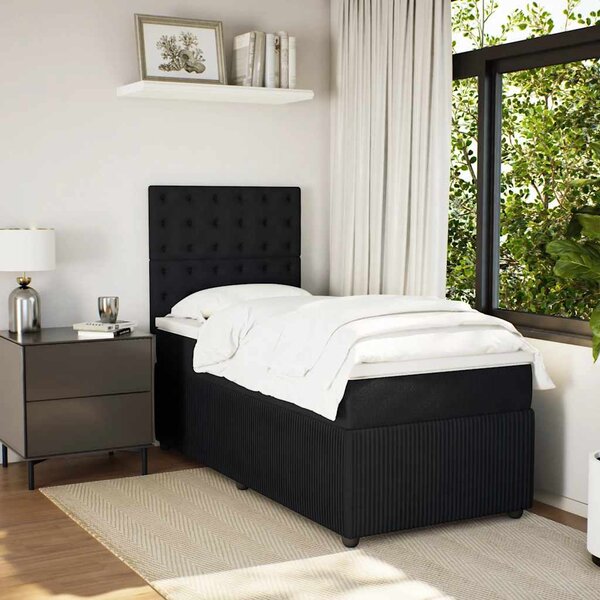 Box spring postel s matrací černá 80 x 200 cm samet 3292204