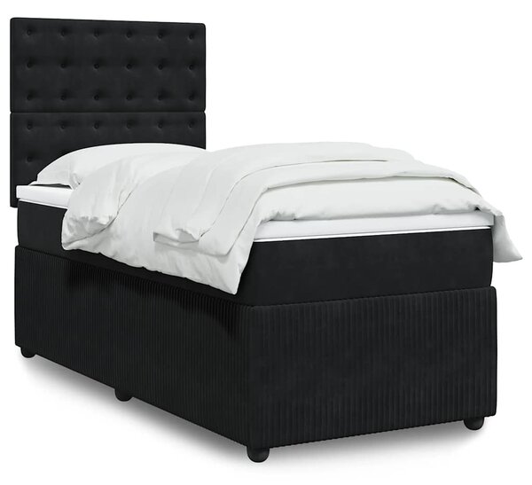 Box spring postel s matrací černá 80 x 200 cm samet 3292204
