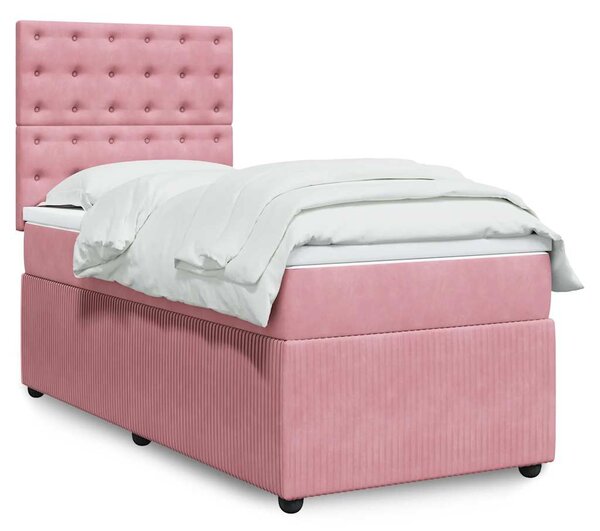 Box spring postel s matrací růžová 90x190 cm samet 3292231