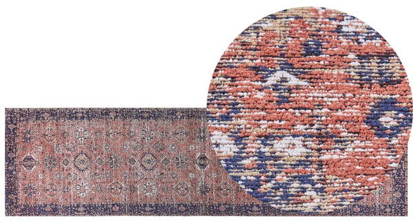 Bavlněný koberec 80 x 300 cm červený/modrý KURIN