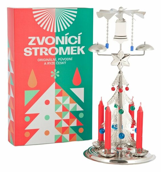 Logimax Česká obnovená výroba Tradiční andělské zvonění stromek stříbrný