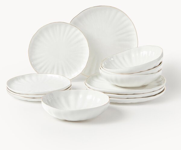 Sada porcelánového nádobí s reliéfem Sali, pro 4 osoby (12 dílů)