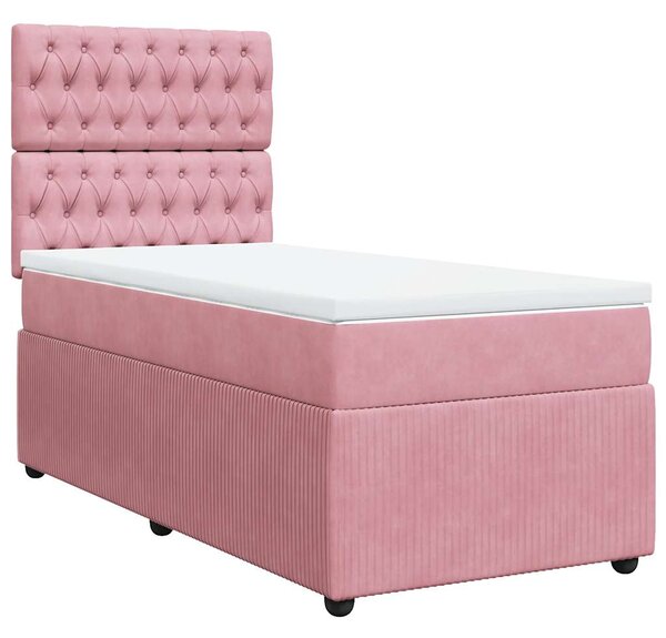 Box spring postel s matrací růžová 80 x 200 cm samet 3294501