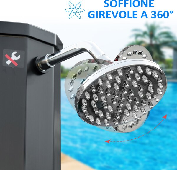 Outsunny 55° Solární Sprcha do Zahrady, 35L Sprcha s Mísicím Ventilem pro Bazén a Kempování, Černá | Aosom