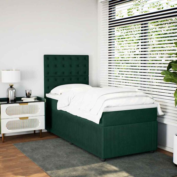Box spring postel s matrací tmavě zelená 90x190 cm samet 3292229