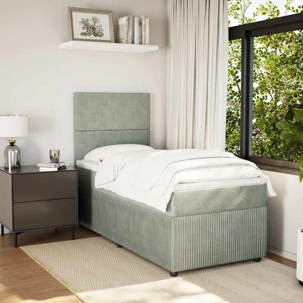 Box spring postel s matrací světle šedá 90x200 cm samet 3292232
