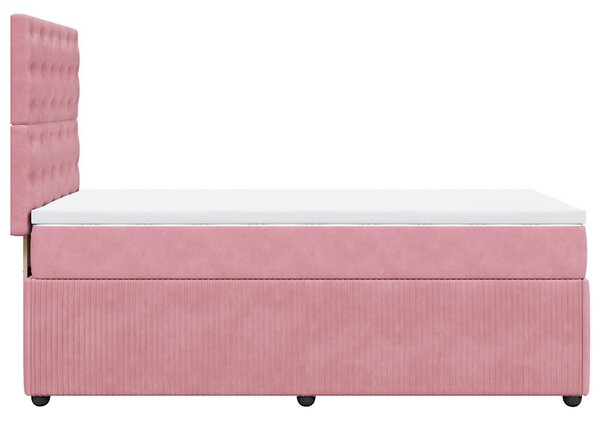 Box spring postel s matrací růžová 90x190 cm samet 3292231