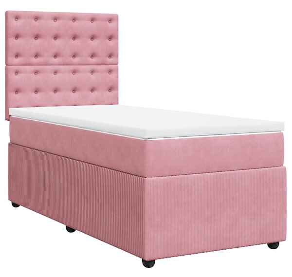 Box spring postel s matrací růžová 90x190 cm samet 3292231