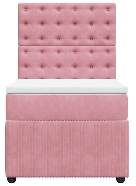 Box spring postel s matrací růžová 90x190 cm samet 3292231