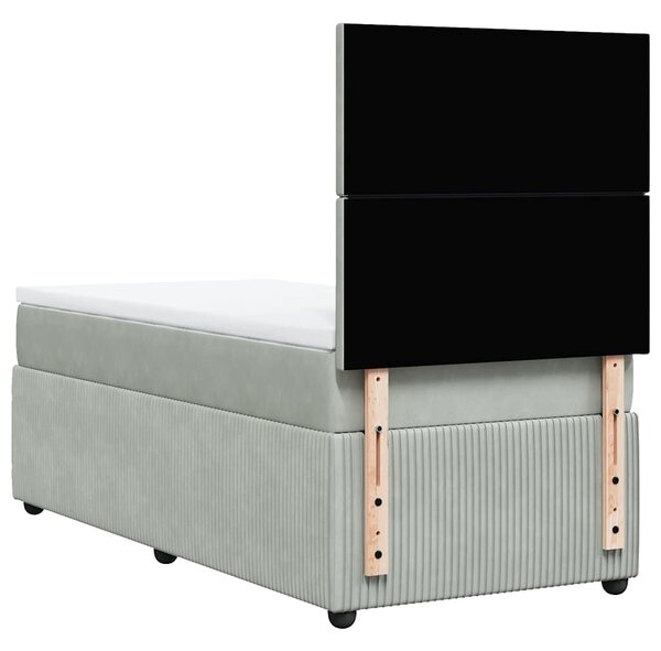 Box spring postel s matrací světle šedá 90x200 cm samet 3292232