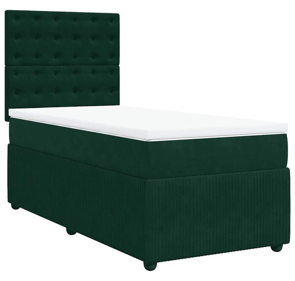Box spring postel s matrací tmavě zelená 90x190 cm samet 3292229