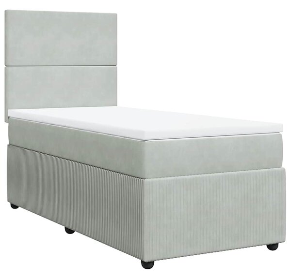 Box spring postel s matrací světle šedá 90x200 cm samet 3292232