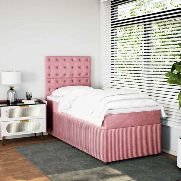 Box spring postel s matrací růžová 90x190 cm samet 3292231