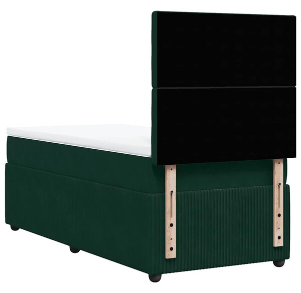 Box spring postel s matrací tmavě zelená 90x190 cm samet 3292229